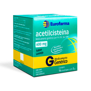 Acetilcisteína 600mg 16 Envelopes com 5g Cada - Eurofarma