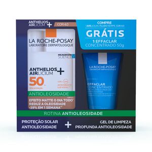 Kit Protetor Solar Facial La Roche-Posay Anthelios Airlicium+ Fluido FPS50 Cor 4.0 40ml + Gel de Limpeza Facial La Roche-Posay 50g