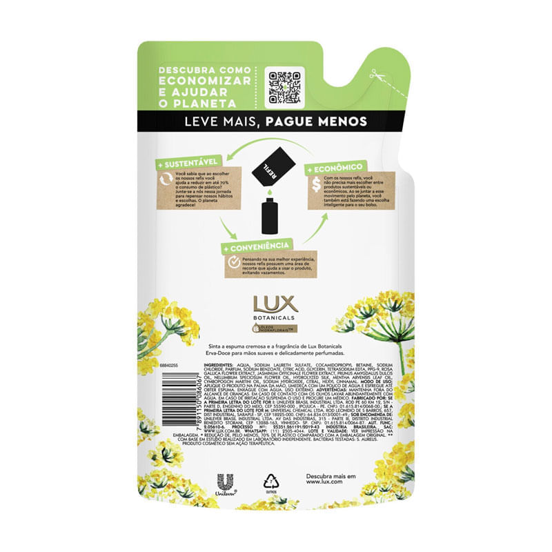 Sabonete Líquido Para as Mãos Lux Botanicals Erva Doce Refil 500ml -  Farmácia Online Drogal