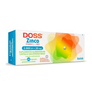 Suplemento Alimentar Doss Zinco 2.000 UI + 20mg 60 Cápsulas Gelatinosas Moles