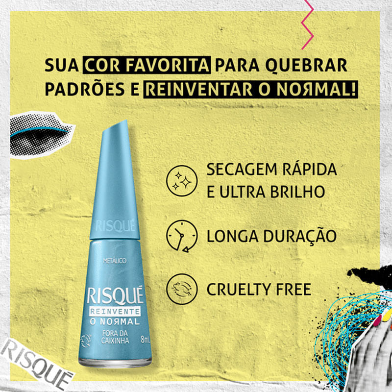Esmalte Metálico Risqué Reinvente o Normal Fora da Caixinha