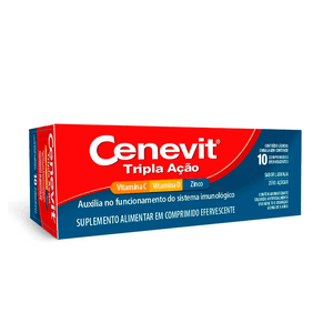 Suplemento Alimentar Cenevit Tripla Ação Sabor Laranja 10 Comprimidos Efervescentes