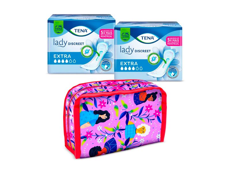 Kit-Absorvente-Para-Incontinencia-Urinaria-Tena-Lady-Discreet-Extra-16-Unidades---Necessaire-Exclusiva