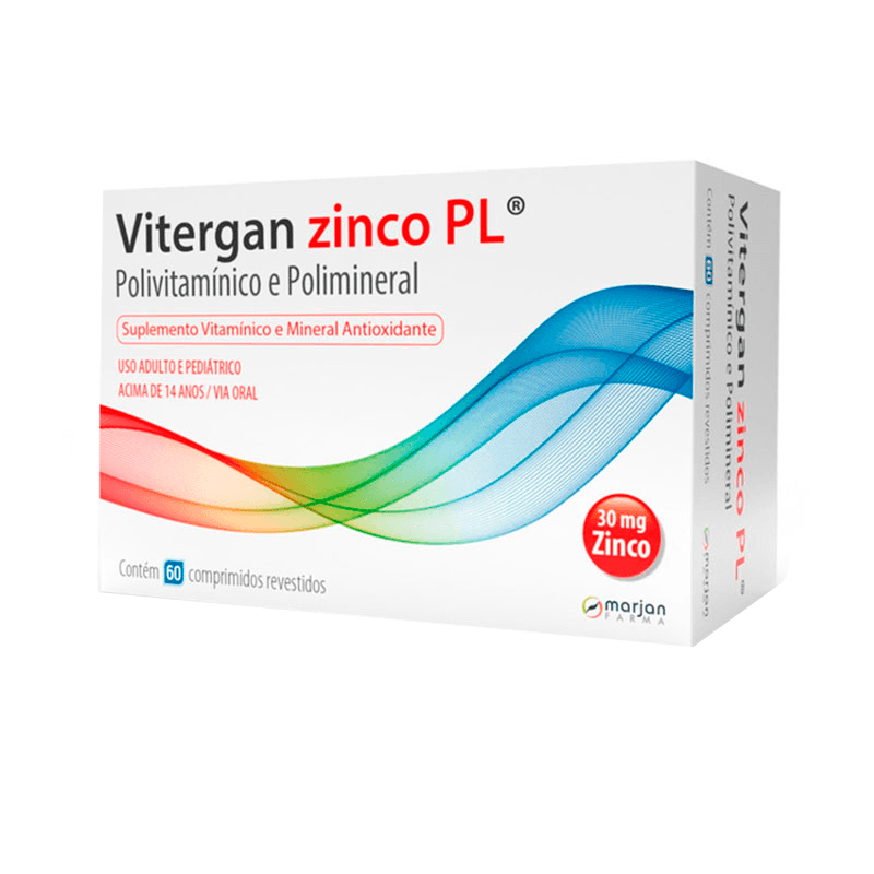 Suplemento Vitamínico Vitergan Zinco PL 60 Comprimidos - Drogal