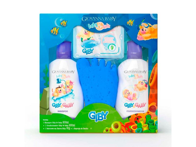 Kit-Infantil-Giovanna-Baby-Giby-Hora-Do-Banho-Shampoo-200ml---Condicionador-200ml---Sabonete-em-Barra-90g---1-Esponja-de-Banho-Azul