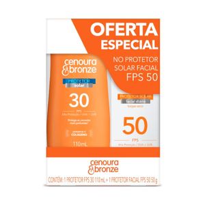 Kit Protetor Solar Corporal Cenoura & Bronze FPS30 110ml + Protetor Solar Facial Cenoura & Bronze FPS50 50g