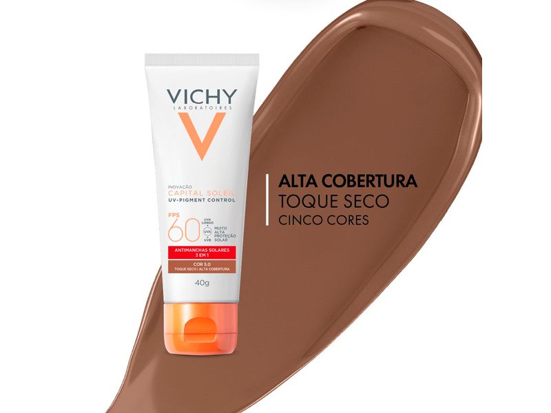 Protetor Solar Facial Vichy Capital Soleil UV-Pigment Control FPS60 Cor 5.0 40g