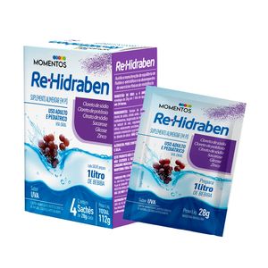 Suplemento Alimentar Re-Hidraben Sabor Uva 4 Saches 28g Cada