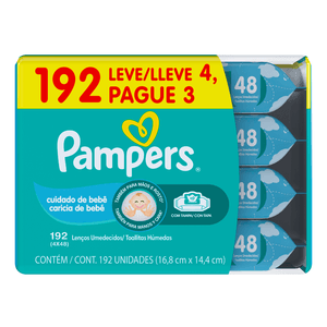 Lenços Umedecidos Pampers Cheirinho de Bebê 192 Unidades