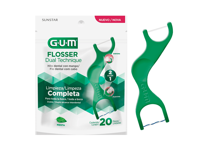 Fio-Dental-G.U.M-Flosser-Dual-Technique-Sabor-Menta-20-Unidades