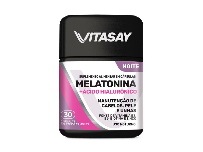 Suplemento-Alimentar-Vitasay-Noite-Melatonina---Acido-Hialuronico-30-Capsulas-Gelatinosas-Moles