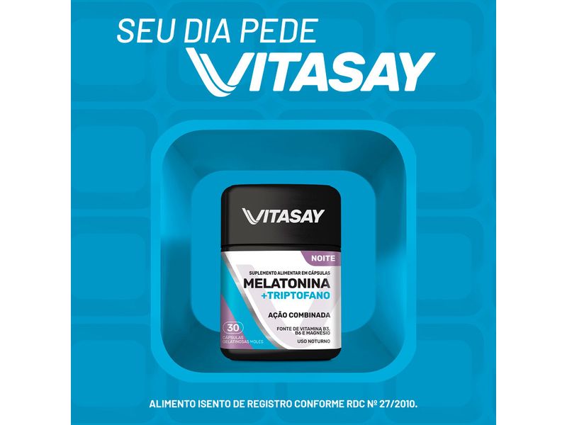 Suplemento-Alimentar-Vitasay-Noite-Melatonina---Triptofano-30-Capsulas-Gelatinosas-Moles