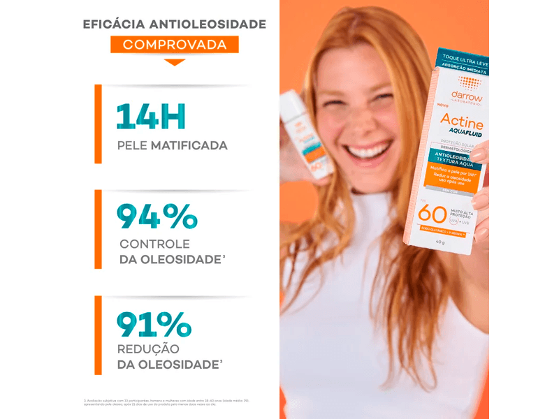 Protetor-Solar-Facial-Darrow-Actine-Aquafluid-Cor-1.5-Claro-Medio-FPS60-40g