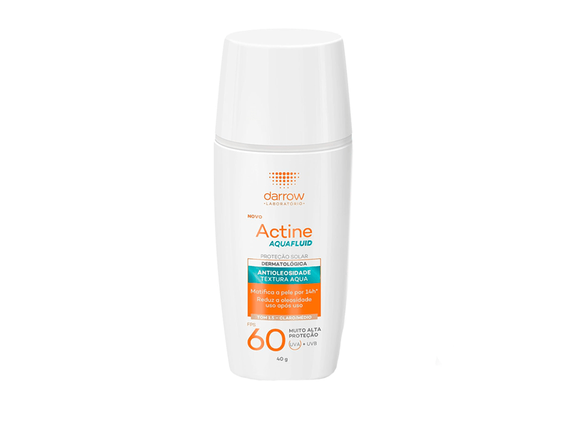 Protetor-Solar-Facial-Darrow-Actine-Aquafluid-Cor-1.5-Claro-Medio-FPS60-40g