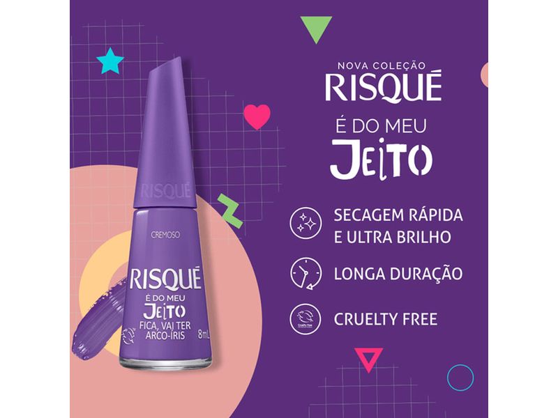 Esmalte Risqué Cremoso É do Meu Jeito Fica, Vai Ter Arco-Íris 8ml