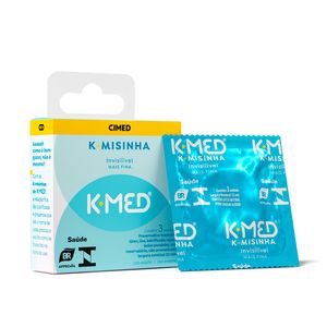 Preservativo Masculino Lubrificado K-Med K-Misinha Invisível 3 Unidades