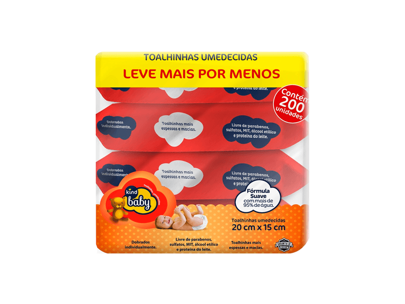 Kit-Toalhas-Umedecidas-Infantil-Kind-Baby-200-Unidades