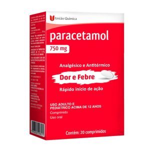 Paracetamol 750mg União Química 20 Comprimidos