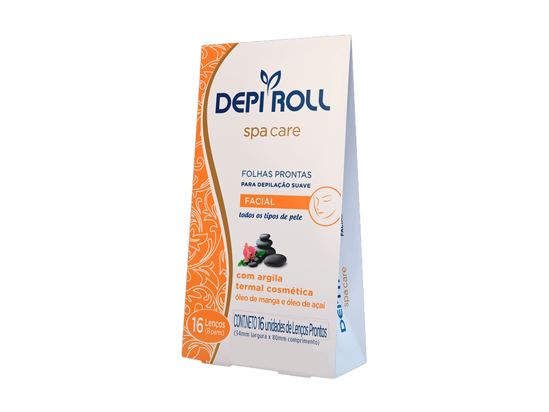 Folhas Prontas Depilatória Facial Depi Roll Spa Care 16 Lenços