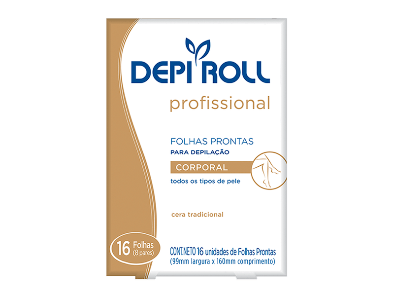 Folhas Prontas Depilatória Corporal Depi Roll Cera Tradicional 16 Folhas