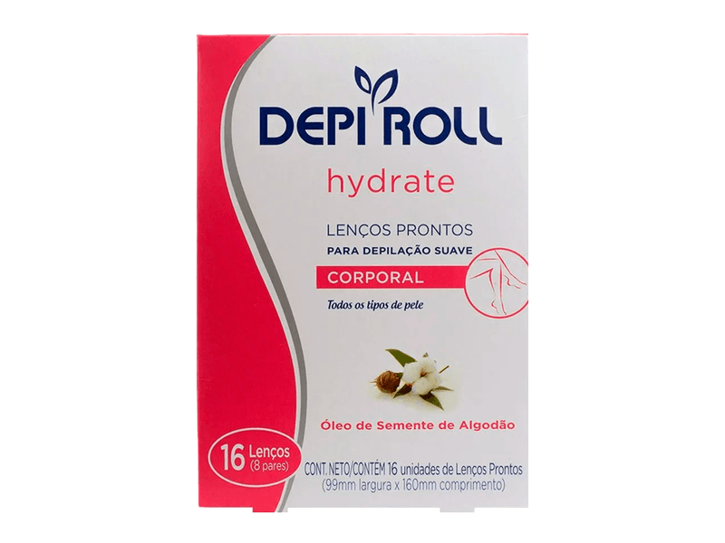 Folhas Prontas Depilatória Corporal Depi Roll Óleo de Semente de Algodão 16 Folhas