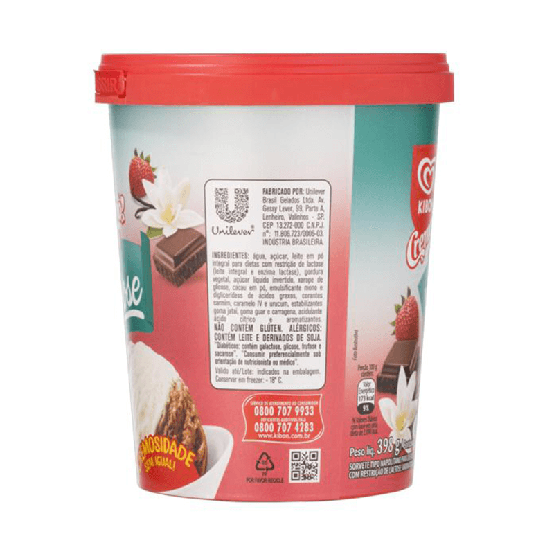 Sorvete Kibon Blast Cremosíssimo Napolitano Zero Lactose