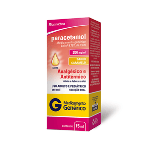 Paracetamol 200mg/ml Biosintética Solução Oral Gotas Sabor Caramelo 15ml