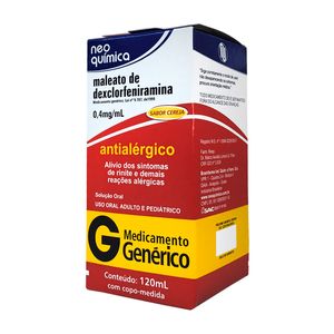 Maleato de Dexclorfeniramina 0,4mg/ml Neo Química Solução Oral 120ml