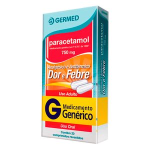 Paracetamol 750mg Germed 20 Comprimidos Revestidos