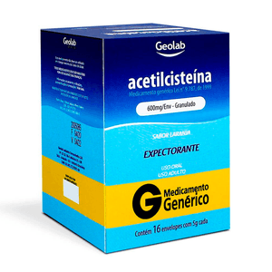 Acetilcisteína 600mg Geolab 16 Envelopes 5g de Grânulos Cada