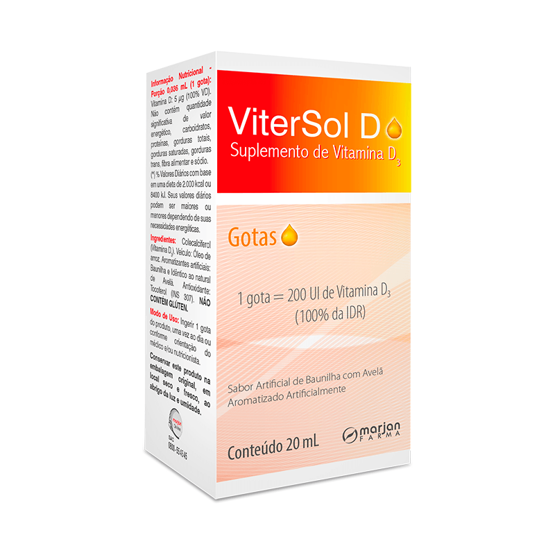 Suplemento de Vitamina Vitersol D Gotas 20ml: Preço | Drogal