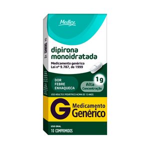 Dipirona Monoidratada 1g Medley 10 Comprimidos