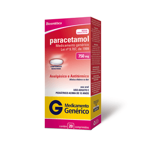 Paracetamol 750mg Biosintética 20 Comprimidos