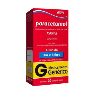 Paracetamol 750mg Teuto 20 Comprimidos Revestidos
