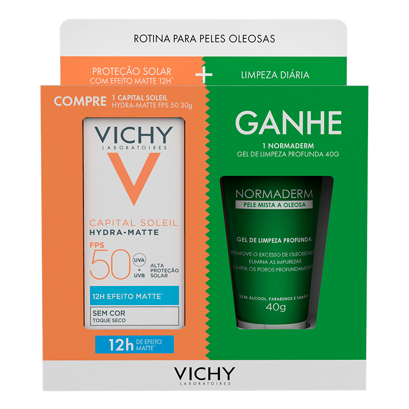 Vichy Capital Soleil Hydra-Matte FPS50 30g+Normaderm Gel Limpeza Facial 40g