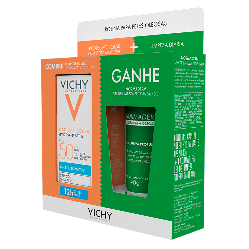 Kit Protetor Solar Facial Vichy Hydra-Matte 30g + Gel Vichy