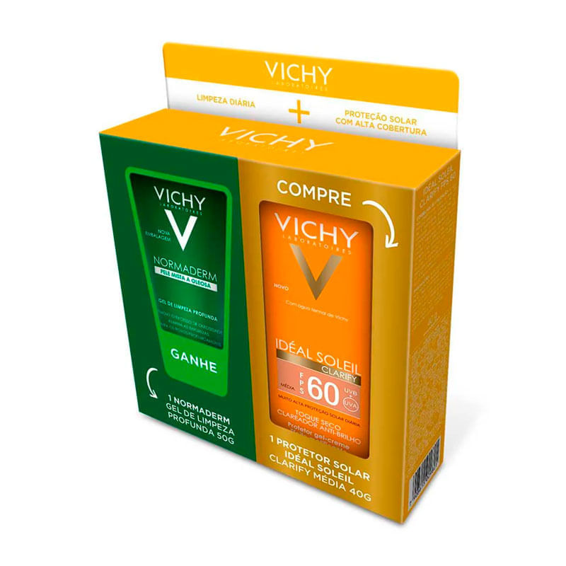 Kit Protetor Vichy Clarify Média FPS60 40g + Gel de Limpeza