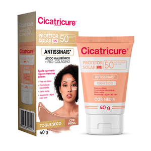 Protetor Solar Facial Cicatricure Antissinais FPS50 Cor Média 40g