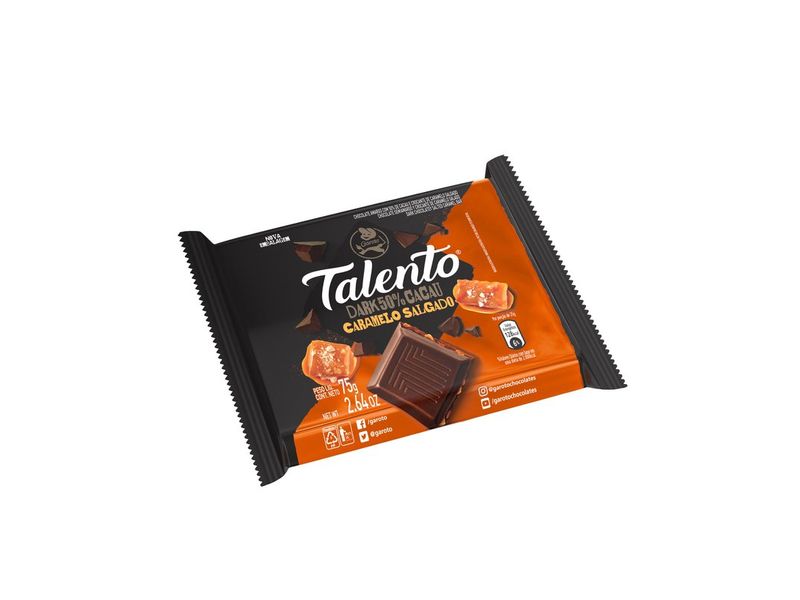 Chocolate Garoto Talento Dark Caramelo Salgado 75g
