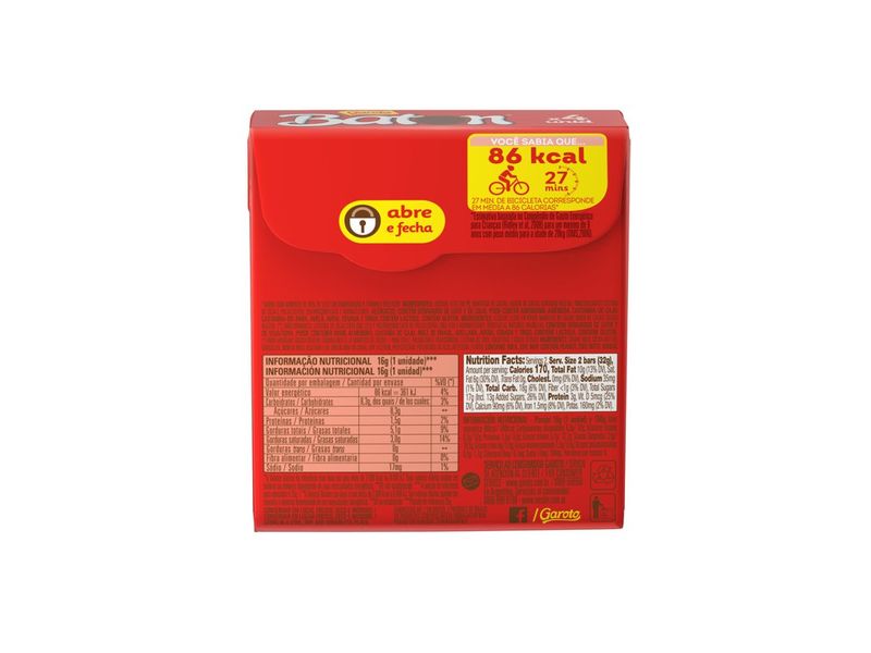 Chocolate Garoto Baton ao Leite 64g