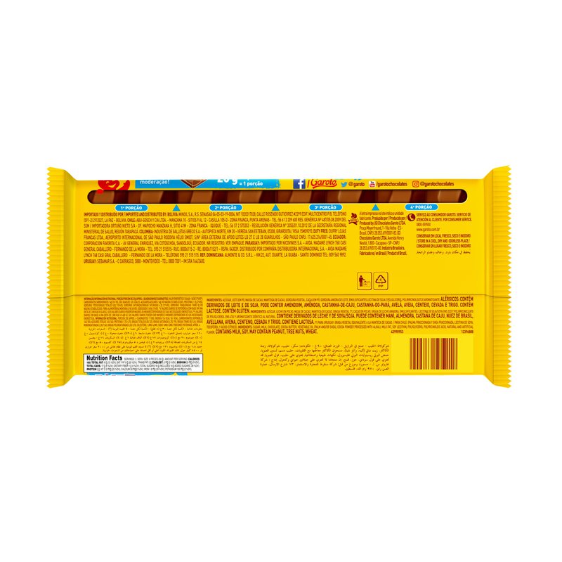 Chocolate Garoto Ao Leite 90g