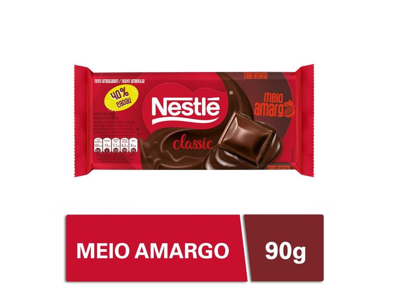 Chocolate Nestlé Classic Meio Amargo 90g