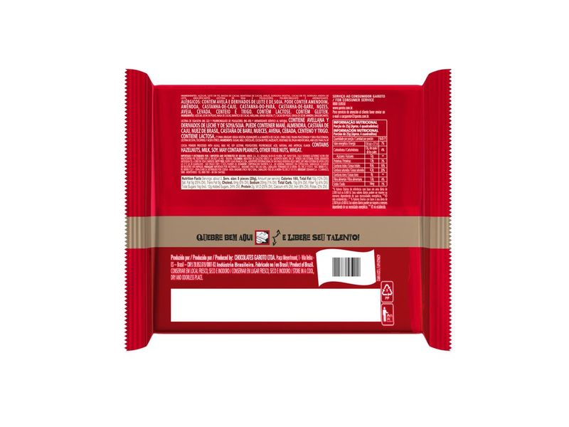 Chocolate Garoto Talento ao Leite com Avelãs 90g