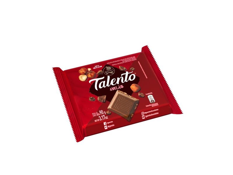 Chocolate Garoto Talento ao Leite com Avelãs 90g