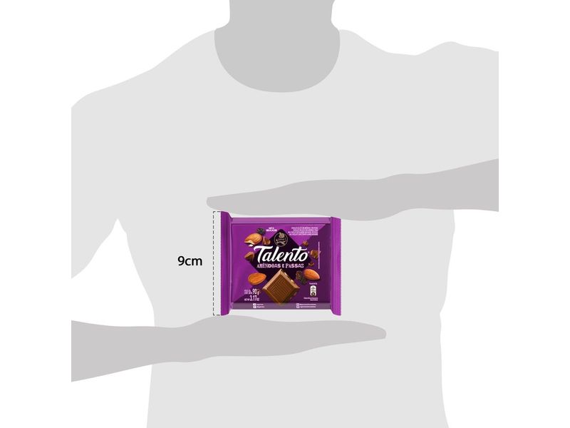 Chocolate Garoto Talento ao Leite com Amêndoas e Passas 90g