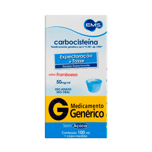 Carbocisteína 50mg/ml EMS Xarope Adulto Sabor Framboesa 100ml + Copo Medida