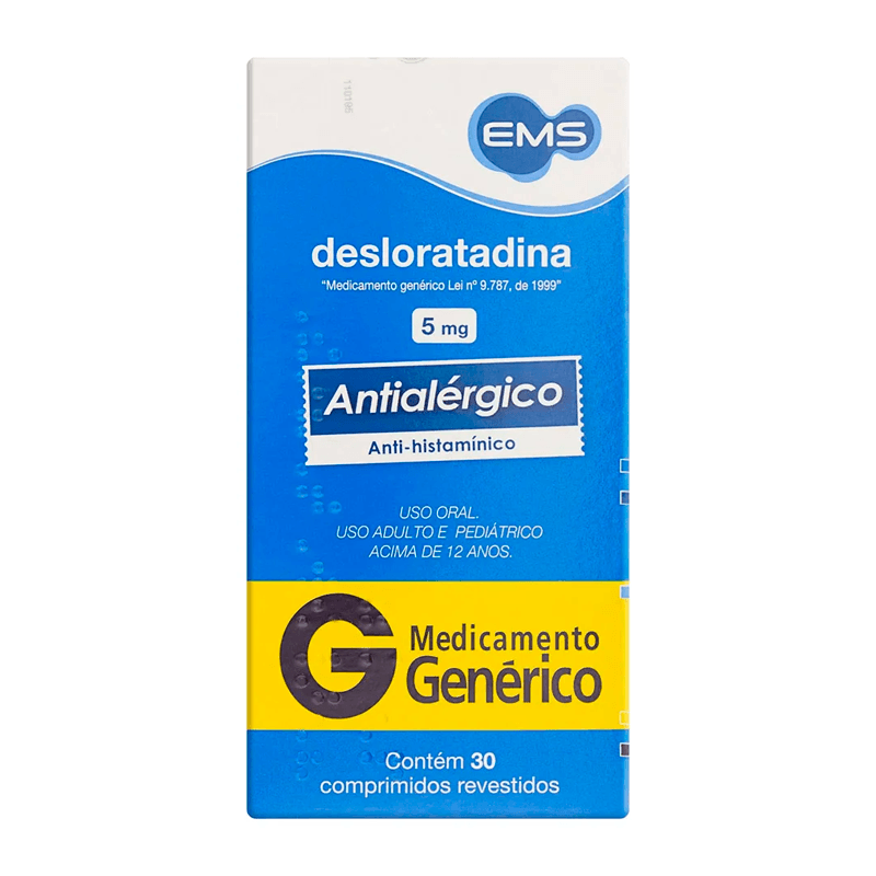 Desloratadina 5mg EMS 30 Comprimidos Revestidos | Farmácia Online Drogal