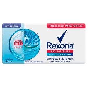 Sabonete em Barra Rexona Antibacterial Limpeza Profunda 6 Unidades 84g Cada