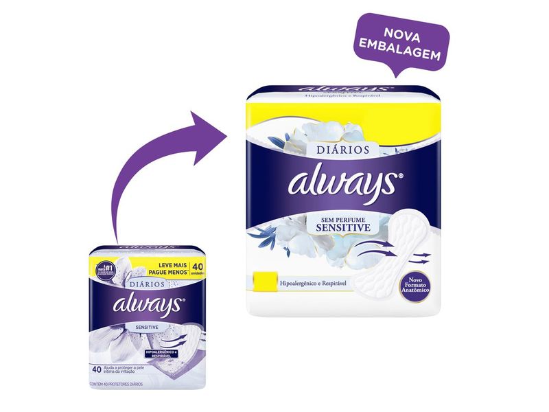 Protetor Diário Always Sensitive 40 Unidades