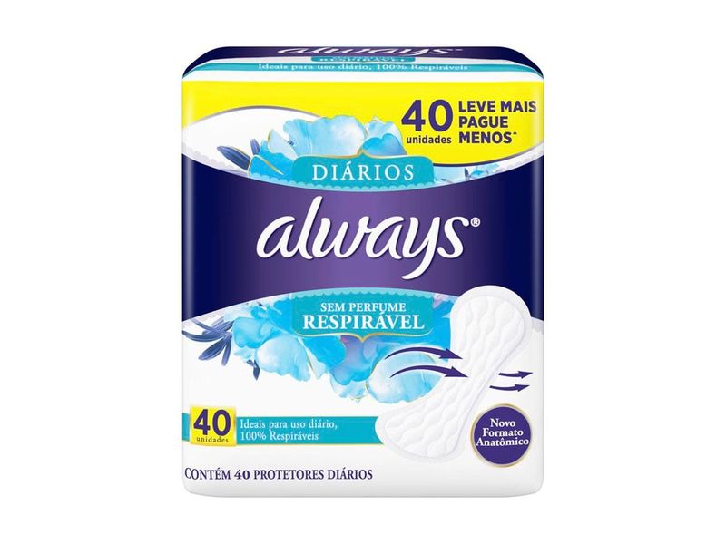 Protetor Diário Always Respirável 40 Unidades
